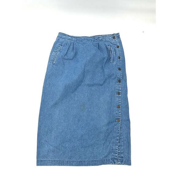 vintage 90s denim‎ maxi skirt button down on the side  size 14 - Picture 1 of 9